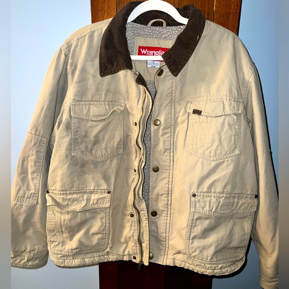 Vintage Wrangler Men’s Field Sherpa Lined Khaki Trucker Chore Jacket